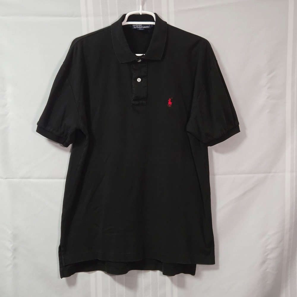 Polo Ralph Lauren Polo Mens XL Black Short Sleeve Red Pony Logo Pique Cotton